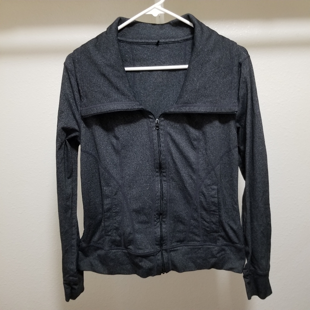 Prana Full Zip Jacket Active Gray Wide Collar